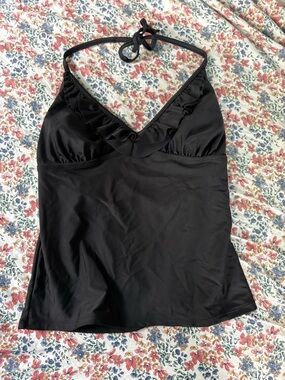 Old Navy Black Ruffle Halter Tankini Top